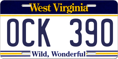 WV license plate OCK390