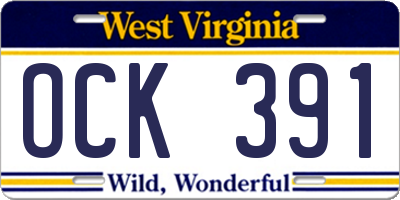 WV license plate OCK391
