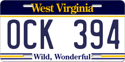 WV license plate OCK394