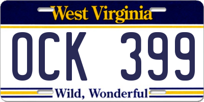 WV license plate OCK399