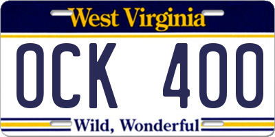 WV license plate OCK400