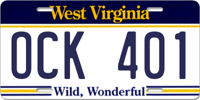 WV license plate OCK401