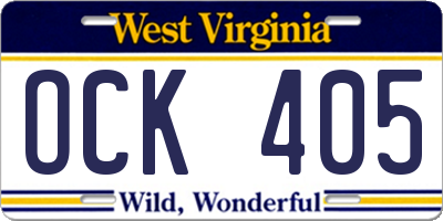 WV license plate OCK405