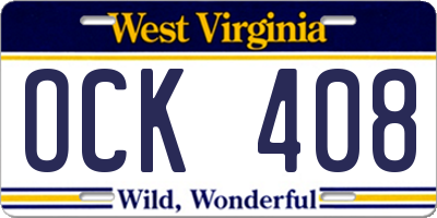 WV license plate OCK408