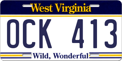 WV license plate OCK413
