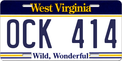 WV license plate OCK414