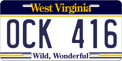 WV license plate OCK416