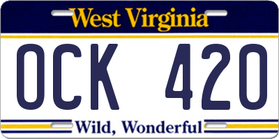 WV license plate OCK420