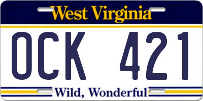 WV license plate OCK421