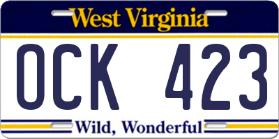 WV license plate OCK423