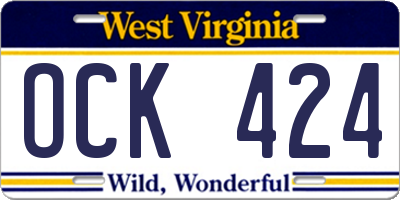 WV license plate OCK424