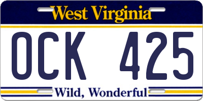 WV license plate OCK425
