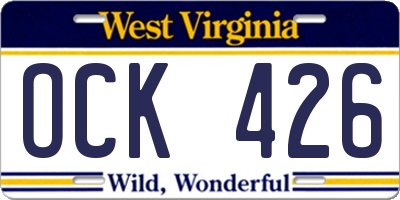 WV license plate OCK426