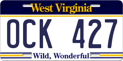 WV license plate OCK427