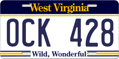 WV license plate OCK428