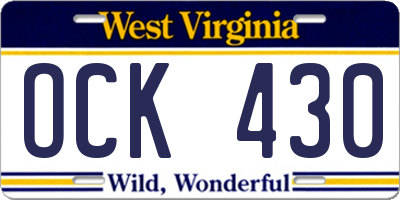 WV license plate OCK430