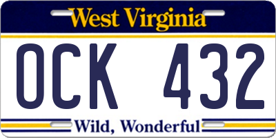 WV license plate OCK432