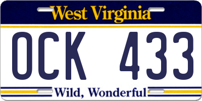 WV license plate OCK433