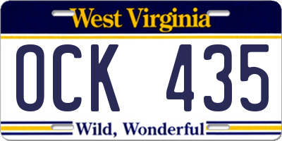 WV license plate OCK435
