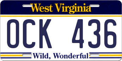 WV license plate OCK436