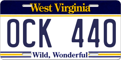 WV license plate OCK440