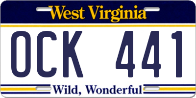 WV license plate OCK441