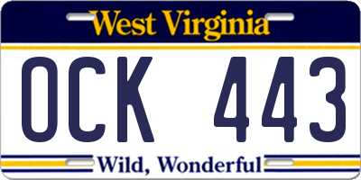 WV license plate OCK443
