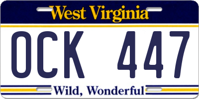 WV license plate OCK447