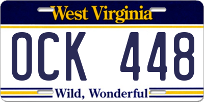WV license plate OCK448