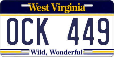 WV license plate OCK449