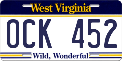 WV license plate OCK452