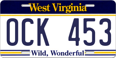 WV license plate OCK453
