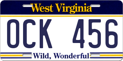 WV license plate OCK456