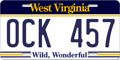 WV license plate OCK457