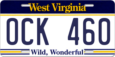 WV license plate OCK460