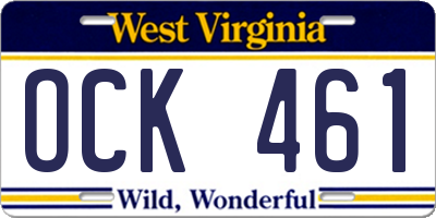 WV license plate OCK461