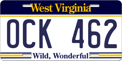 WV license plate OCK462