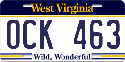 WV license plate OCK463