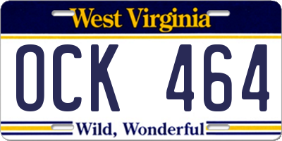 WV license plate OCK464