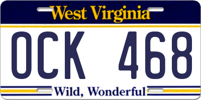 WV license plate OCK468