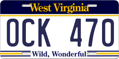 WV license plate OCK470