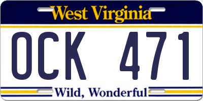 WV license plate OCK471