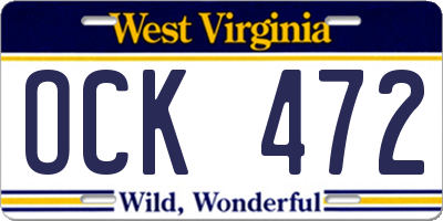 WV license plate OCK472