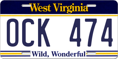 WV license plate OCK474