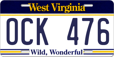 WV license plate OCK476