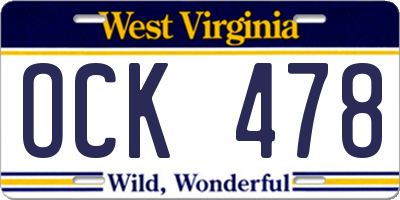 WV license plate OCK478