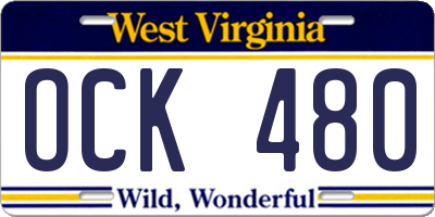 WV license plate OCK480