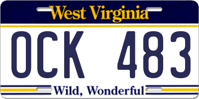 WV license plate OCK483