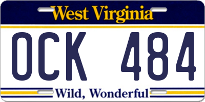 WV license plate OCK484