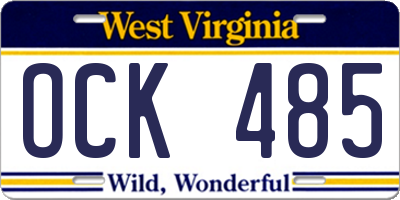 WV license plate OCK485